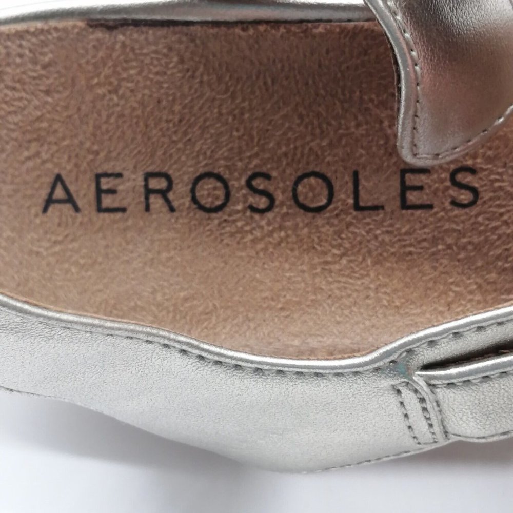 AEROSOLES Metallic Gold Cork Wedge Sandals - Picture 9 of 10